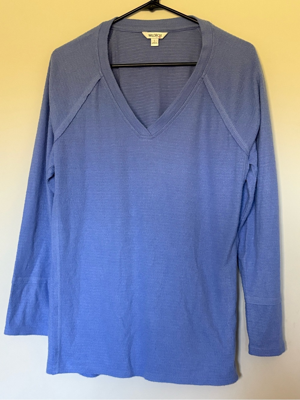 Wildfox Haley Soft Brushed Waffle Knit Top in Periwinkle